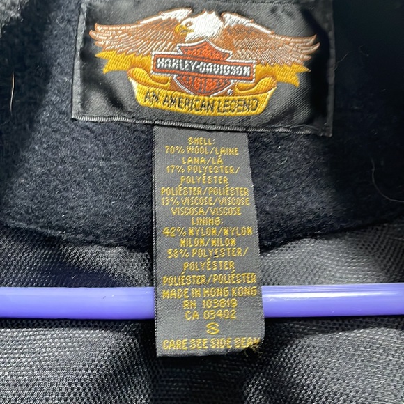 Harley Davidson Women’s Wool Bomber Jacket Black Size Small Full Zip - Picture 7 of 12